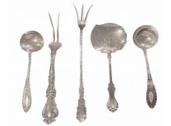 Collection Of Five Vintage Sterling Silver Serving Pieces (B) ~ 4.81toz