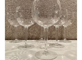 Six Optic Swirl Stemmed Wine Glasses