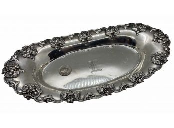 Vintage Sterling Silver 13' Repousse Oval Shallow Bowl  ~ 10.39 Toz