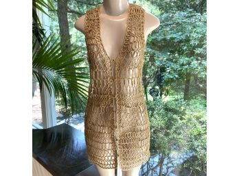 Vintage Gold Woven Tunic Style Vest