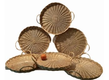 Six Vintage Wicker Trays  - 16' Wide