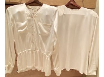 A Pair Of Off White Blouses From Giorgio Armani And Escada