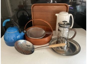 Nice Kitchen Lot - Enamel Kettle, Coffee Pot & More