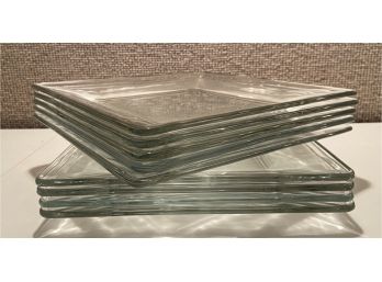 A Set Of Nine Vintage Square Glass Plates