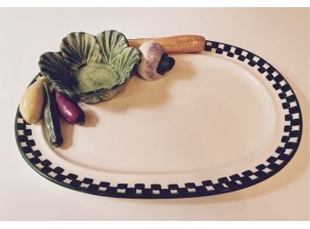 Hand Painted Sculptural Vegetable Dip Plate