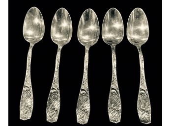 Five Antique Patented 1887 Sterling Silver Teaspoons ~ 3.46toz