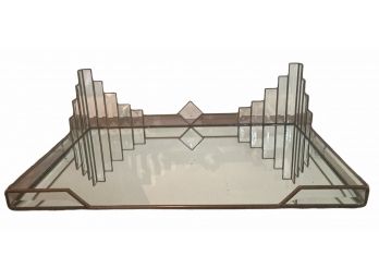 Beautiful Art Deco Style Leaded Glass & Mirrored Dresser Tray