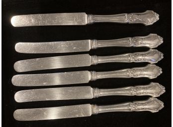 Six Antique Sterling Silver Dinner Knives