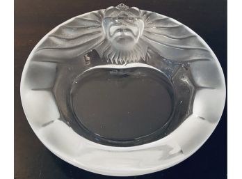 Vintage Signed Lalique Lion Crystal Bowl