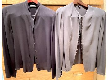 A Pair Of Grey And Black Blouses From Giorgio Armani