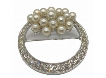 Rhinestone And Pearl Pin From Jomaz