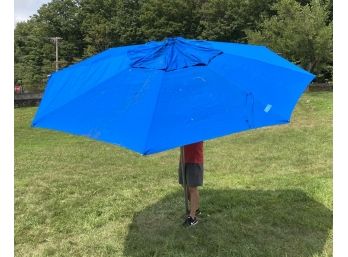 A Pair Of Frontgate 9' Aluminum Umbrellas With Sunbrella Fabric (AS IS)