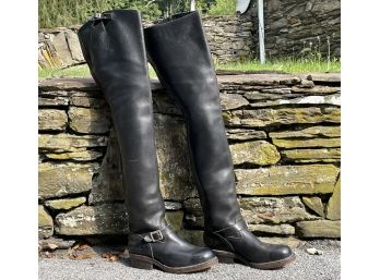 A Pair Of Vintage Men's Motorcycle Boots By Vibram