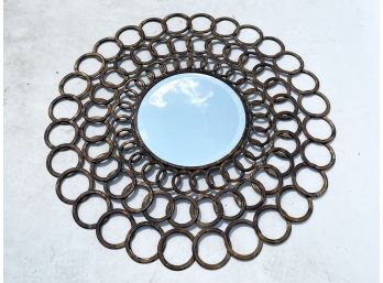 A Large, Modern Metal Framed Mirror