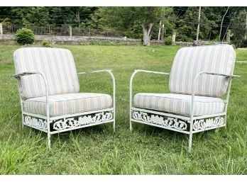 A Pair Of Vintage Wrought Iron Salterini Arm Chairs