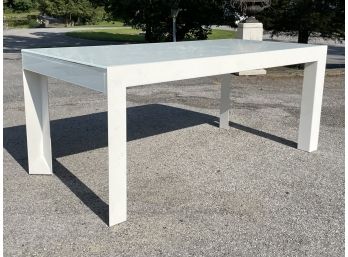 A Modern Glass And Metal Desk Or Work Or Dining Table