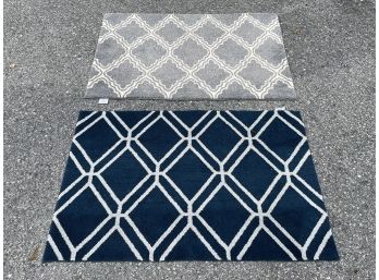 A Pair Of Modern Geometric Rubber Lined Microfiber Mats