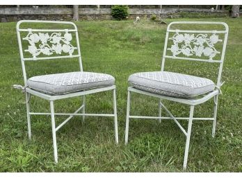 A Pair Of Vintage Wrought Iron Salterini Side Chairs