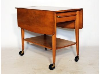 A Mid Century Modern Maple Drop Leaf Bar Or Tea Cart