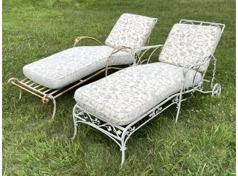 A Pairing Of Vintage Wrought Iron Loungers - Salterini And Woodard