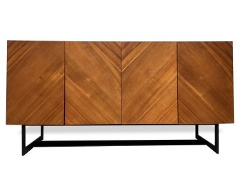 A Modern Marble Top Mahogany Credenza By CB2