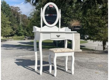 A Painted Wood Vanity And Seat, Possibly Pottery Barn