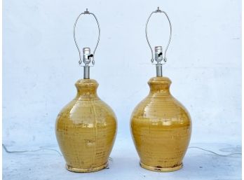 A Pair Of Modern Glazed Ceramic Accent Lamps