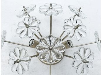 A Modern Crystal And Brushed Steel Ceiling Fixture