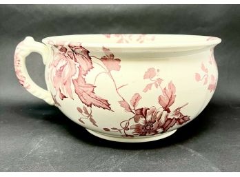 Antique FURNIVALS Staffordshire England Red 'Floral' Ironstone Chamber Pot