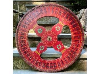 Vintage Hand Made Hand Painted 45 Number Folk Art Red 30' CARNIVAL Gaming WHEEL