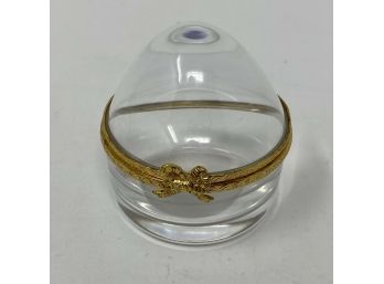 Vintage CRISTALLERIES De LORRAINE Clear Crystal Magnifying Trinket Box