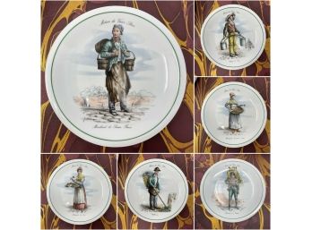 Set/12 Tradition CNP France Metier Du Vieux Paris Character Plates (2 Each Character)