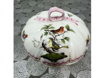 Vintage HEREND 6 1/2' Candy Box With Lid Rothschild Bird (RO) Pattern #6026 Pink