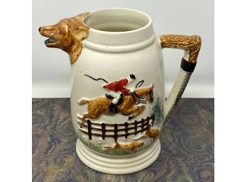 Vintage Portland Pottery Cobridge Pottery Figural Fox Hunting Pitcher 1946 - 53