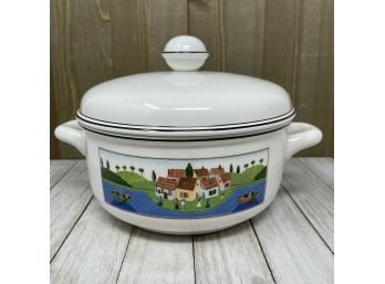 Vintage VILLEROY & BOCH Luxembourg NAIF Country Scene Round Covered Vegetable