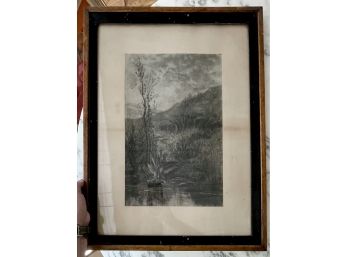 Original Charcoal Landscape On Hand Laid Paper
