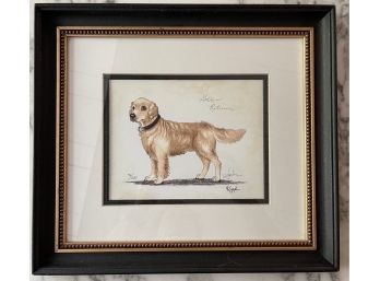 Original Pencil Signed Lindi Linde Limited Edition Lithograph Of A Golden Retriever
