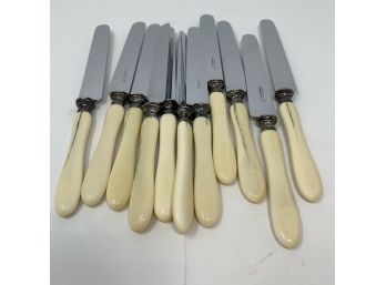 Lot/11 Vintage 'Sauville' Paris R. Rambuteau Ivory Color Bakelite Handle Knives