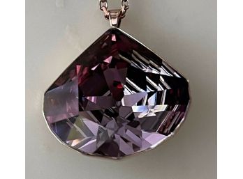 SWAROVSKI Via 30' Long Pink Crystal Pendant Star Cut Large Drop ROS NIB 5008651