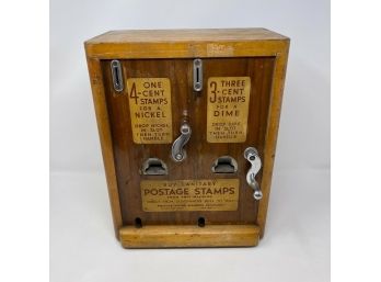 Vintage PRESTIGE  Wood & Steel 1 & 3 Cent Postage Stamp Machine Dispenser With Parts