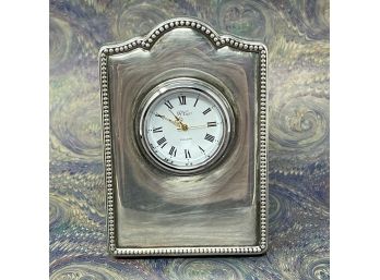 Vintage Sterling Silver R. CARR England Quartz Clock With Velvet Back 3.5' X 2.5