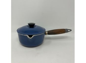 Vintage LE CREUSET France Blue Enamel On Cast Iron Sauce Pot With Spout #14