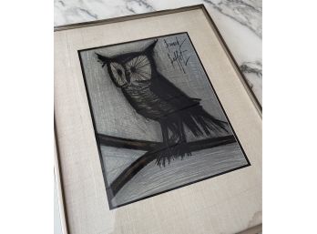 Original Signed In Plate Authenticated BERNARD BUFFET 1967 Lithograph Of An Owl