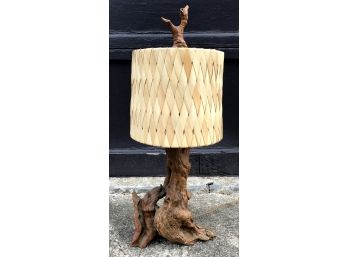 Great MID CENTURY MODERN Driftwood Lamp With Original Shade