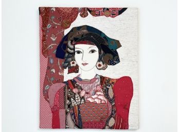 Fabric Collage Artwork Of A Woman