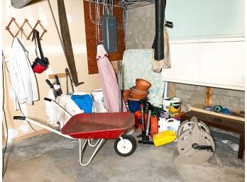 Basement Assortment - Wheelbarrow, Planters, And More