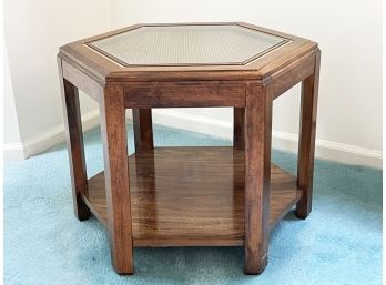 A Vintage Glass Top Octagonal End Table