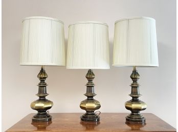 A Trio Of Vintage Brass Lamps