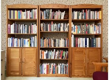 A Vintage Pine Wall Unit - In Three Pieces, Books Included