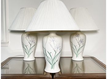 A Trio Of Vintage Ceramic Lamps - Floral Themed